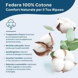 DOLCI SOGNI - Children's Pillow 40 x 60 cm, Pillow Children from 2 Years, Ergonomic Pillow for Toddlers, Children's Pillow Made of 100% Cotton, Breathable and Ipo-Allergenic - Made in Italy