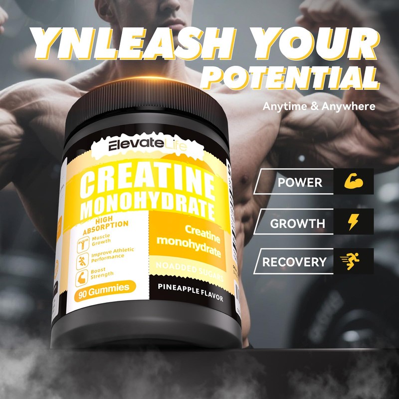 ElevateLife NSF Certified Creatine Monohydrate Gummies 5000mg for Men &