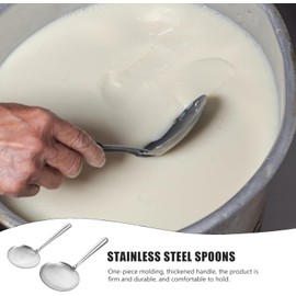 2pcs Tofu Spoon Rice Spatula Flat Bottom Rice Scooper Oil Soup Ladle Stainless Steel Serving Spoon for Home Restaurant Kitchen (Silver, One Size)