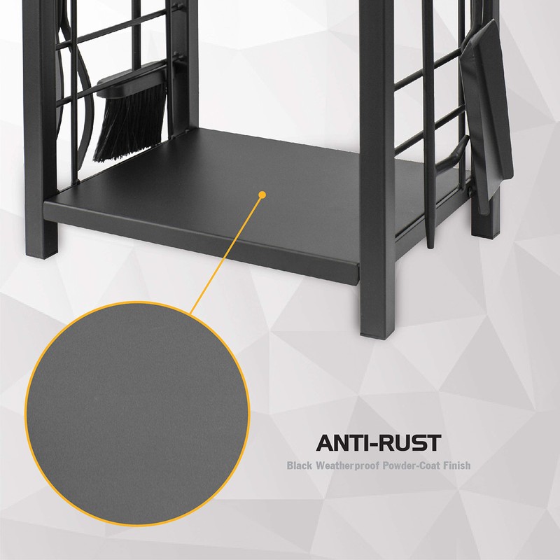 Olympia Tools 87-368 5-Piece Fireplace Tool Set with Log Rack