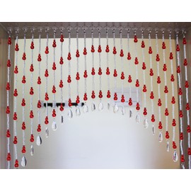 Rekelola Hanging Glass Door Beads Beaded Curtains Valance Self-Adhesive for Doorways Crystals Stran Arched Windows, Clear Crystal Room Bead Partition Curtain Door Frame Beads for Doorways Closets 7