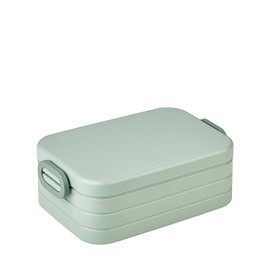 Mepal Midi Lunch Box - Lunch Box To Go - Lunch Box for 2 Sandwiches or 4 Slices of Bread - Meal Prep Box - Adult Lunch Box - Food Box with Dividers - Nordic Sage
