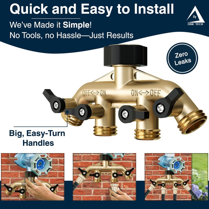 DBR Tech® Garden Hose Splitter 4 Way | Heavy Duty