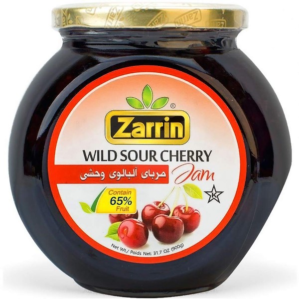 Zarrin - Wild Sour Cherry Preserve, 31.7 oz (900g), Contains 65% of Pitted Cherries