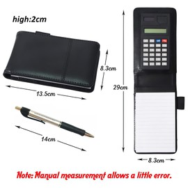 Elezeal Soft Leather A7 Notebook Pocket Refill Notepad Holder Set, Small Memo Note Pad with Calculator, 2 Pcs 40 Sheets/80 Pages Lined 3" x 5" Refills Memo Book, 1 x Black ink Pen