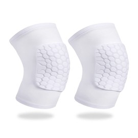 Knee Compression Pads,Basketball Knee Pads with Honeycomb Padding, Breathable and Non-Slip Knee Pads for Volleyball Gym Running Workout Sports, Hex Knee Pads Sleeves for Men and Women S (A Pair White)