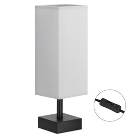 aooshine Gray Small Table Lamp - Bedside Lamp for Bedroom, Minimalist Nightstand Lamp with Silver Base, Desk Lamp for Kids Room Dorm