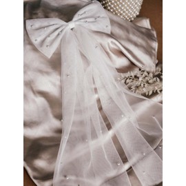 JONKY Bow Veil Bridal Veils Bachelorette Party Hair Clips for Women (Style1)