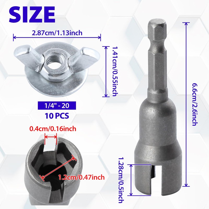SPEEDWOX 11PCS 1/4" -20 Washer Wing Nuts Hurricane Shutter Panel