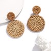 Rattan Earrings for Women Handmade Lightweight Wicker Straw Stud Earrings