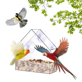 Acrylic Premium Window Bird Feeder, Transparent Outside Bird Feeder House with Strong Suction Cup for Outdoor Wildlife Little Birds