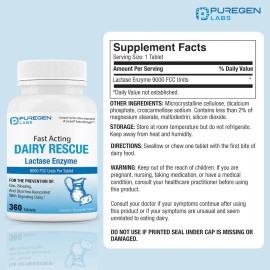 Puregen Labs Dairy Rescue Lactasa 9000 Fcc 360 Tabletas