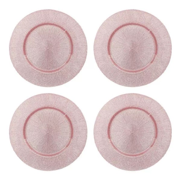 Baum Brothers Set 4 Plato Base Vidrio Centro Mesa Brillo