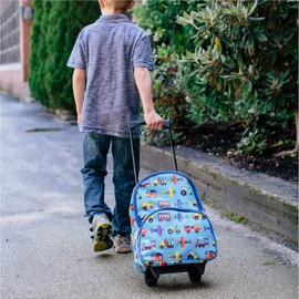 Wildkin Kids Rolling Luggage – Carry-On Size for School & Overnight Travel - Trains, Planes, and Trucks