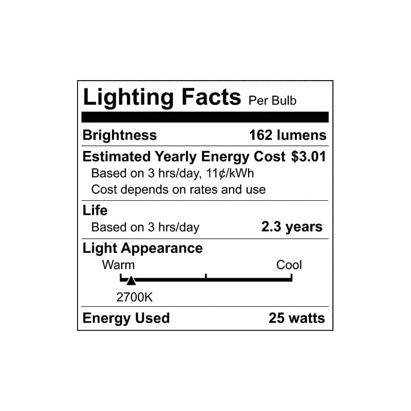 Satco 25G16 1/2/W Incandescent Globe Light, 25W E12 G16 1/2,