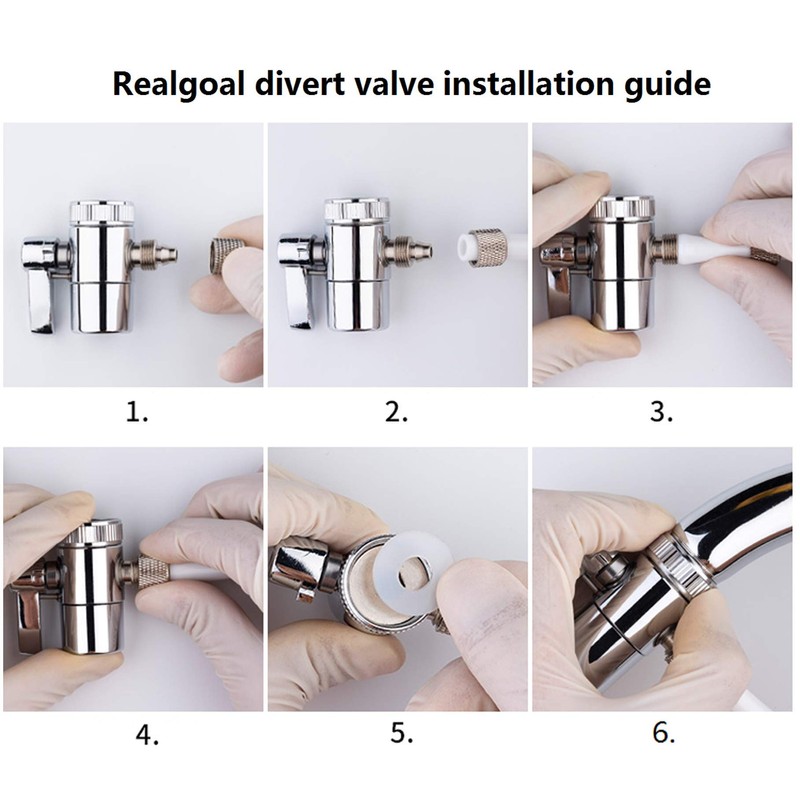 Realgoal Two Way 3/8" Brass Diverter Valve Chrome for Water