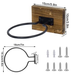 Zfseyuh Wall Mount Sports Ball Rack, Metal Ball Holder, Black, Basketball Holder with Wooden Plate Mounting Brackets and Screws for Basketballs, Volleyball, Football, Rugby (Black)