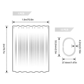 LNSYSNS Shower Curtain 180 × 200 cm Bathroom Curtain - White Colour Leaves Anti-Mould Curtain - with 12 Curtain Hooks - Washable Shower Curtain Can Be Used in Home, Hotel, Bathroom
