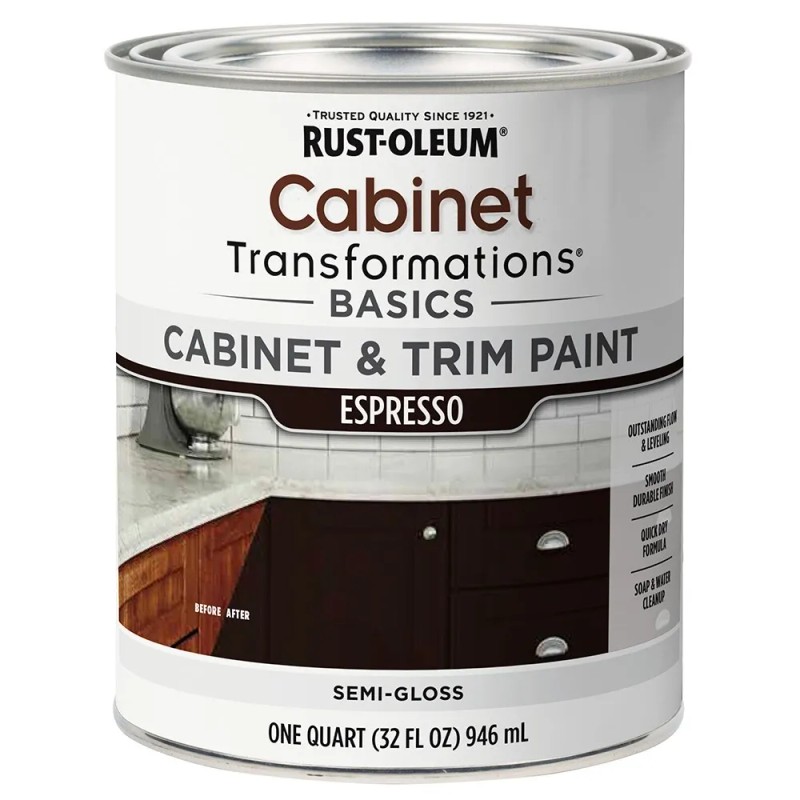 Rust-Oleum 372011 Cabinet & Trim Paint Semi- Gloss Espresso Quart