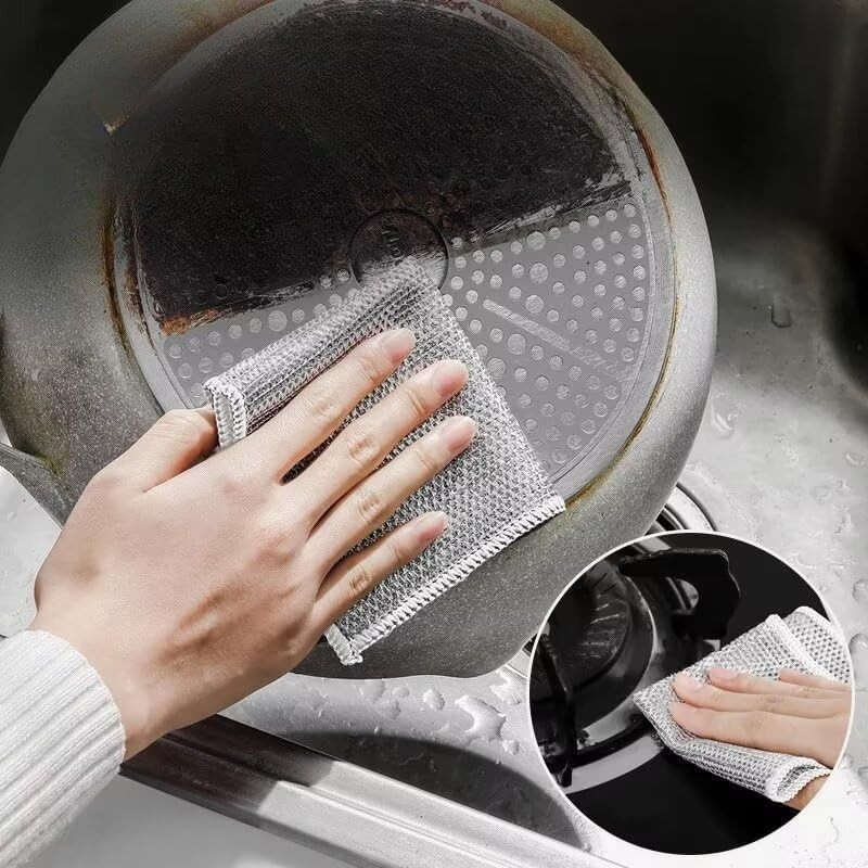 Multi-Purpose Wire Dish Cloths for Wet and Dry, Pack of