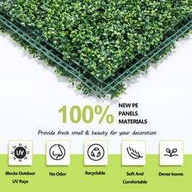 AOKIE 10"X10" Artificial Grass Wall, 12Pcs Boxwood Hedge Wall Panels UV-Anti Grass Backdrop Wall Decor, Greenery Privacy Hedge Screen for Indoor Outdoor Patio Balcony, Party Garden Fence Decor