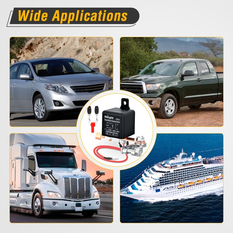 Nilight Remote Battery Disconnect Switch 12V 200A Car Anti-Theft Kill