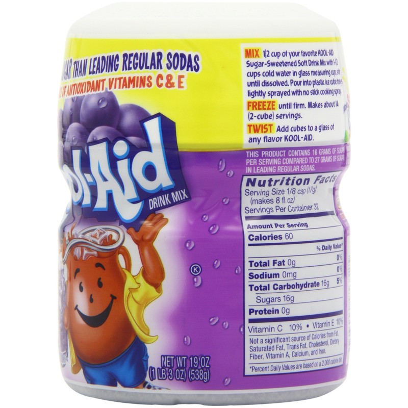 Kool-Aid Drink Mix, Sugar Sweetened Grape, 19-Ounce Container (Pack of