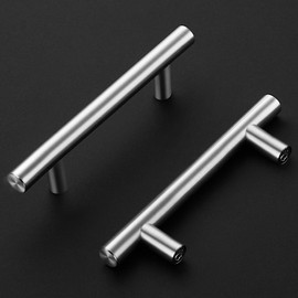 Ravinte 10 Pack Kitchen Cupboard Handles Brushed Nickel Wardrobe Handles 76mm Hole Center T Bar Cupboard Handles Bathroom Handle Furniture Drawer Pulls, UKT76LS10