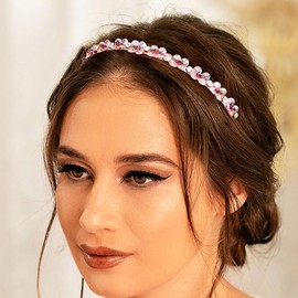 Formery Sparkly Crystal Headband Pink Rhinestone Hairband Party Prom Wedding Bead Headpiece Accessories for Women and Girls