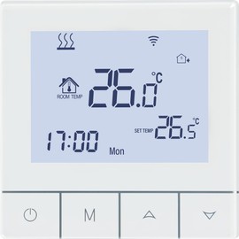 Beok WiFi Thermostat Tuya Underfloor Heating Thermostat for Electric Underfloor Heating Digital Room Thermostat Intelligent Heating Thermostat Compatible Alexa, Google Home, 16A TDS75WIFI-EP White