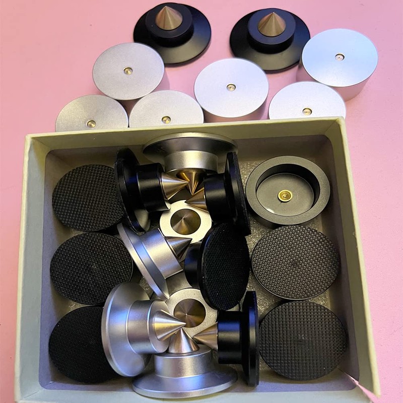 Flushbay 4pcs Insulator Spikes Alloy + Brass Speaker Spike Holder