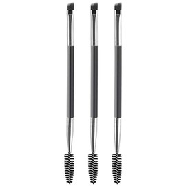WOLMIK Duo Eye brow Brush - 3 PCS Angled Eyebrow Brush and Spoolie Brush, Eyelash Comb Eyebrow Brush Tool, 2 in 1 Mini Eyelash Brush for Eye Shadow Eyebrow Eyelash Tinting Angled Eyebrow