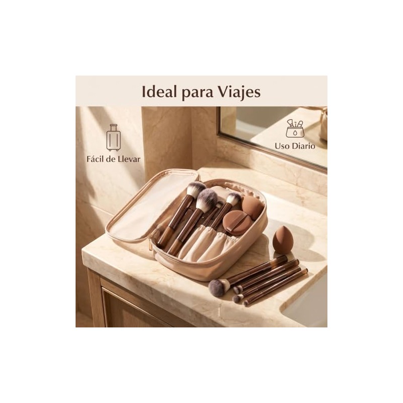 Brochas de Maquillaje Profesional 15 Set,Maquillaje con Esponja Multifuncional,Aluminio con