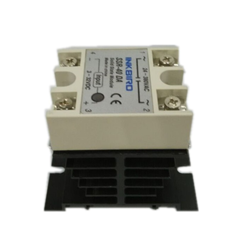 Inkbird Solid State Relay 40DA DC SSR Black Heat Sink