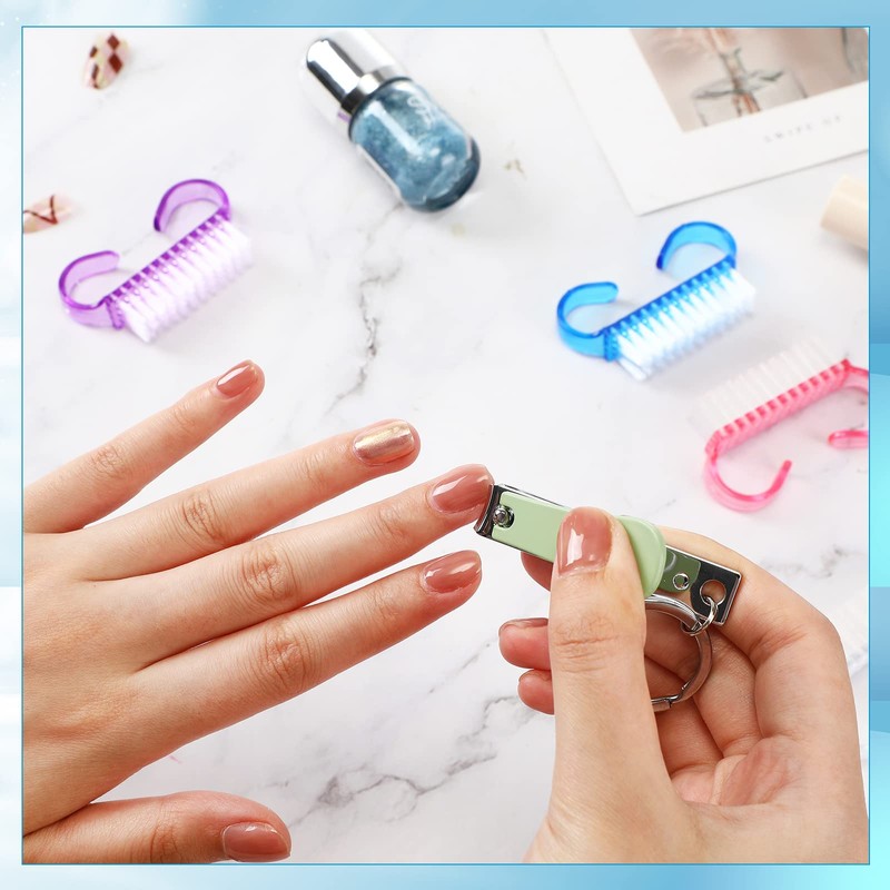 200 Pcs Handle Grip Nail Brush Fingernail Scrub Cleaning Cleaner