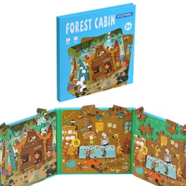KEEPRAE Step Up Magnetic Puzzles Fun Educational Toys Montessori Thinking Training (Forest Hut 5x5 5x6 55 Pieces)