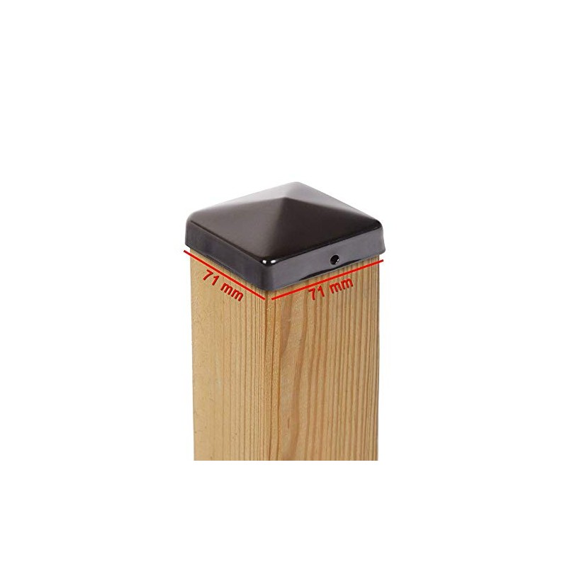 VIVAGARDEA Pyramid Post Caps Black Powder-Coated Steel 71 x 71