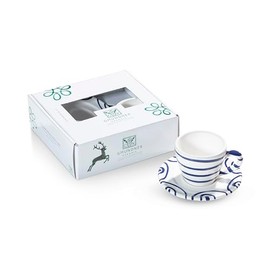 GMUNDNER KERAMIK Espresso for you Gourmet Crockery Set, Dark Blue Flamed Tableware, Handmade in Austria