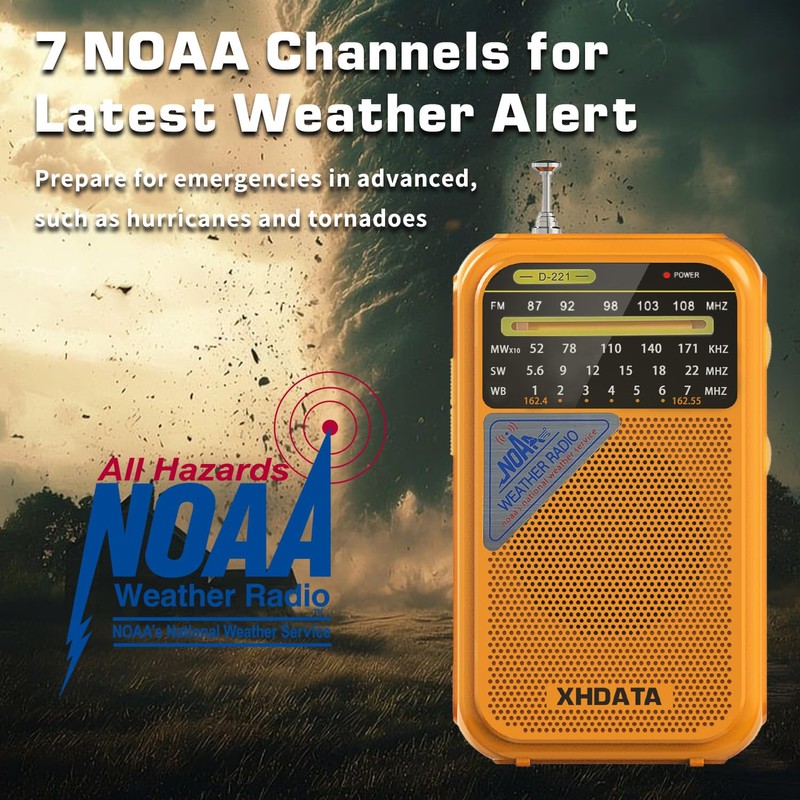 XHDATA D221 NOAA Weather Radio Portable AM FM Shortwave Radio