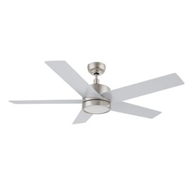 Carro 52 Inch Flush Mount Ceiling Fan with Lights, 3 Light Colors Dimmable Ceiling Fan Low Profile, Reversible 10 Speeds DC Motor, Silver