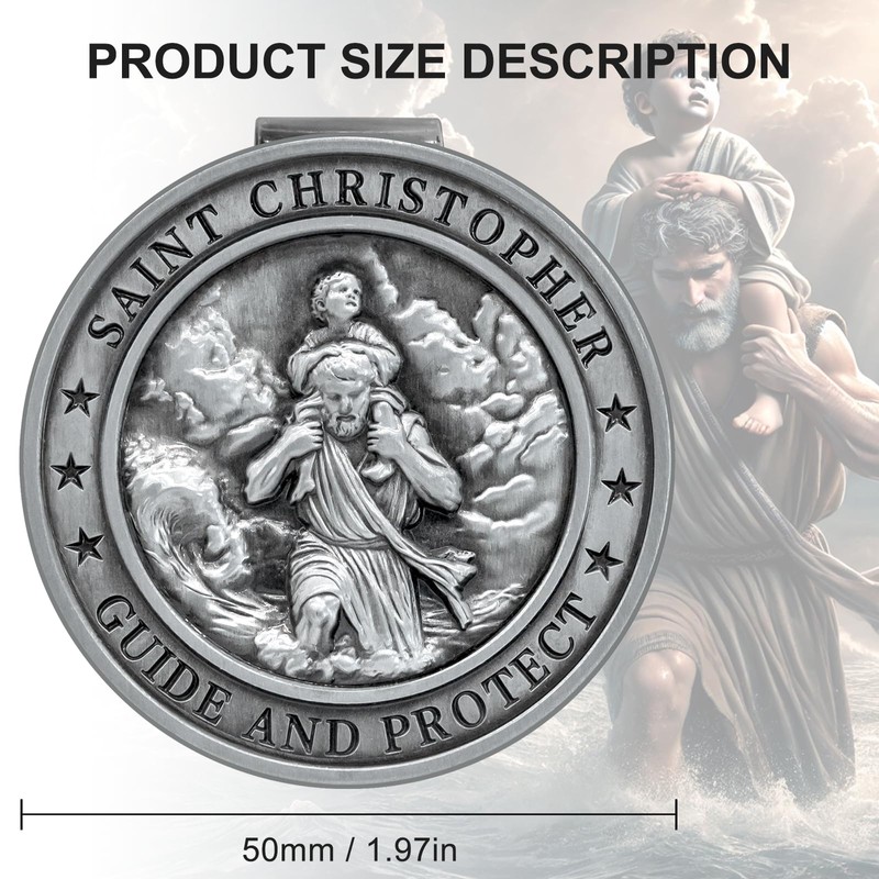 PloreWay Saint Christopher Medal for Car, Metal St. Christopher Car