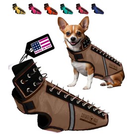 CoyoteVest SpikeVest Dog Harness Vest for Small Dogs, Reflective Dog Vest with Spikes to Shield Your pet from Coyotes, Raptor and Animal Attacks, Anti Hawk Vest, Made in USA (S-Texas Tan)