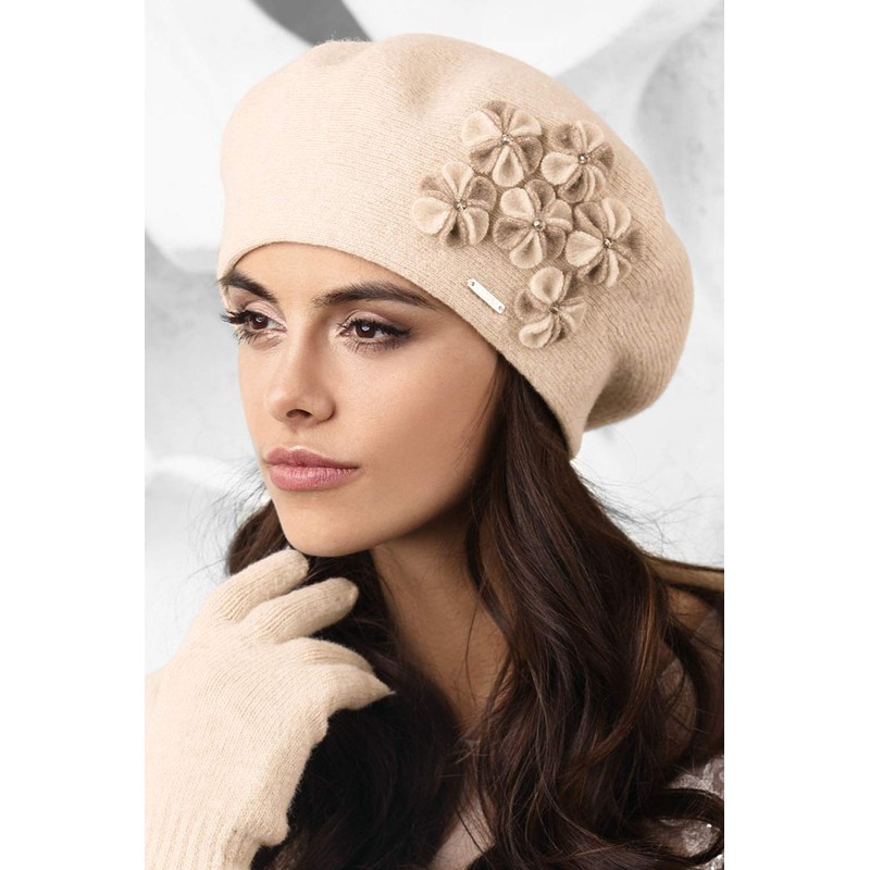 Kamea Women's Smooth Beret Gorycja, Beige,One Size