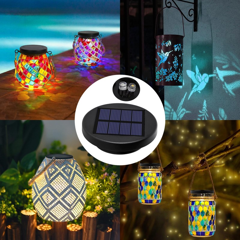 Solar Lights Replacement Top Panel Lantern: Warm White and RGB