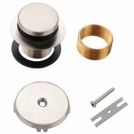 Wellup Brushed Bathtub Tub Drain Conversion Kit Assembly, Tub Drain and Overflow Trim Kit with Single Hole Overflow Faceplate, Brushed
