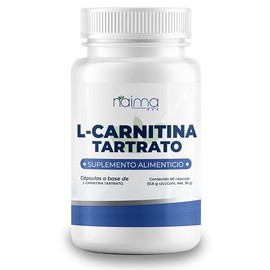 NAIMA L-Carnitina Tartrato, 60 Cápsulas | Suplemento Alimenticio 100% Puro| Ingredientes Naturales, Sin Aditivos | Energía, Rendimiento Físico y Bienestar General