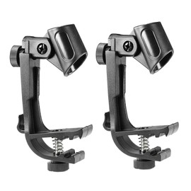 2PCS Drum Microphone Clips ABS Plastic Mic Clamp Adjustable Microphone Mount Holder Black