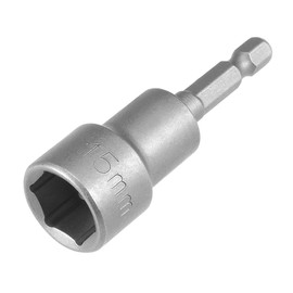 Sourcingmap 1/4" Quick-Change Hex Shank 15mm Magnetic Nut Setter Driver Drill Bit, 65mm Length, Metric