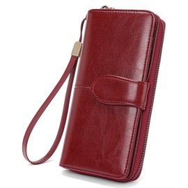 GAEKEAO Wallet for Women Clutch RFID Blocking Leather Wristlet Purse Large Capacity Credit Card Holder Zip Around Wallets
