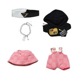 17cm Clothes Set(NO Doll),Hat & Overalls Set Doll Clothes Suitable for Dolls Accessories (Style A+Style D)